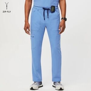 Figs Men's Cairo Cargo Scrub Pants, Size L, Ceil Blue, Healthcare Nursing Doctor